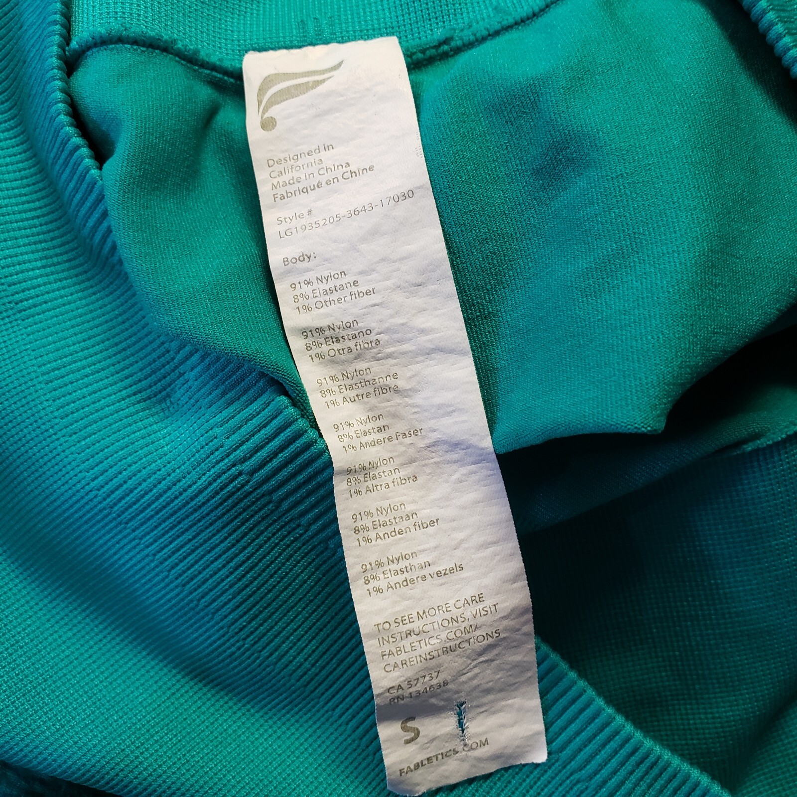 Fabletics Small Green Compression Perforated Legg… - image 4