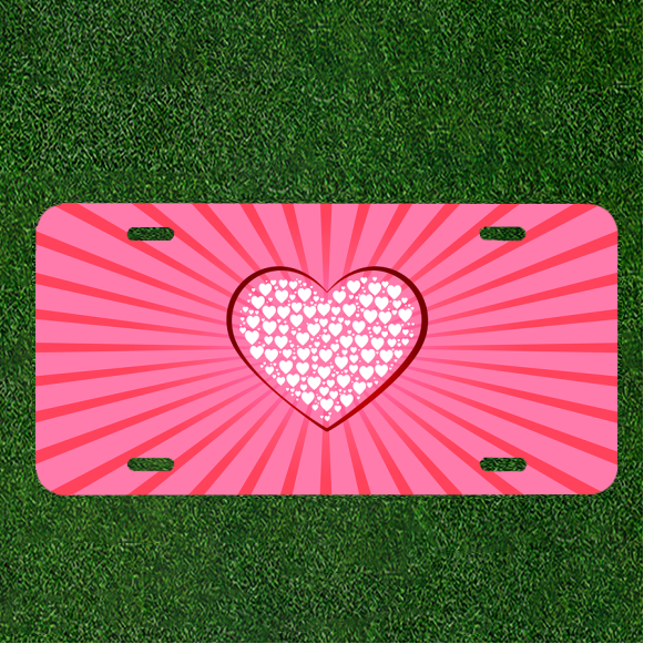 Custom Personalized License Plate Car Tag With Heart Pink Background Hearts eBay