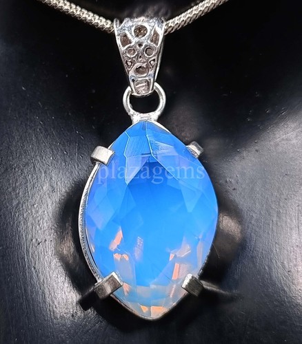 Piedra preciosa certificada ópalo natural color azul corte marquesa 40 quilates 5ARQ - Imagen 1 de 7