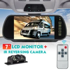 7" Touch Button Monitor Mirror Auto Gear Rear View Backup Camera Night Vision HD