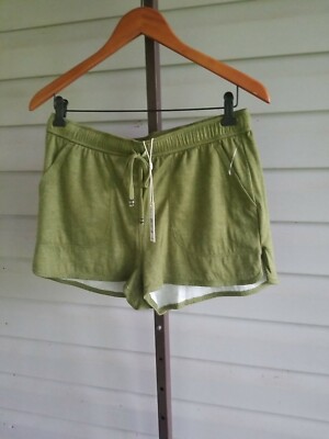 Max Studio Fleece Shorts Stretchy Sage Green Casual Sport Pockets DrawstriNWT$68