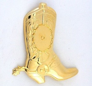 Authentic Gold Plated 18x13 Cabochon Cab Cowboy Boot Bolo Tie Bezel Mounting CF395