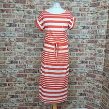 Kin Midi Dress Red White Striped UK 10 Jersey Pencil Stretch Tie Waist JohnLewis
