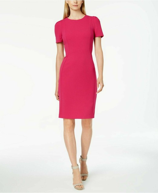 calvin klein seamed scuba crepe sheath dress