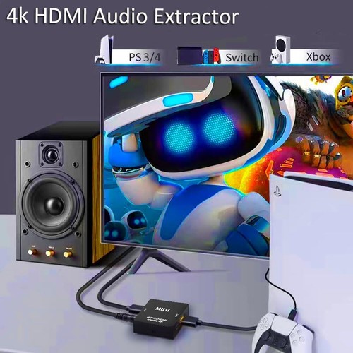 HDMI Audio Extractor, 4K HDMI to HDMI Splitter 3.5mm AUX Audio 1080P ...