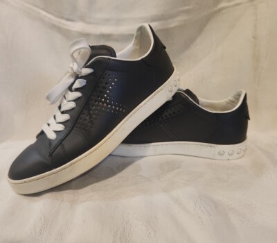 TOD’s Women's Black Perforated Leather Low Top Lace Up Sneakers Size EU 36  Shoes