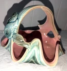 Vintage HULL Art Pottery EBB TIDE 1950's FANTAIL FISH Conch Shell BASKET