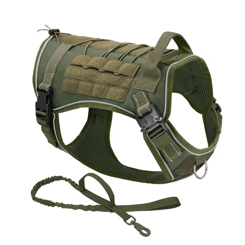 Tactical Dog Harness/Collar/Leash Reflective Non pull Pet Military Molle Vest - Picture 21 of 35