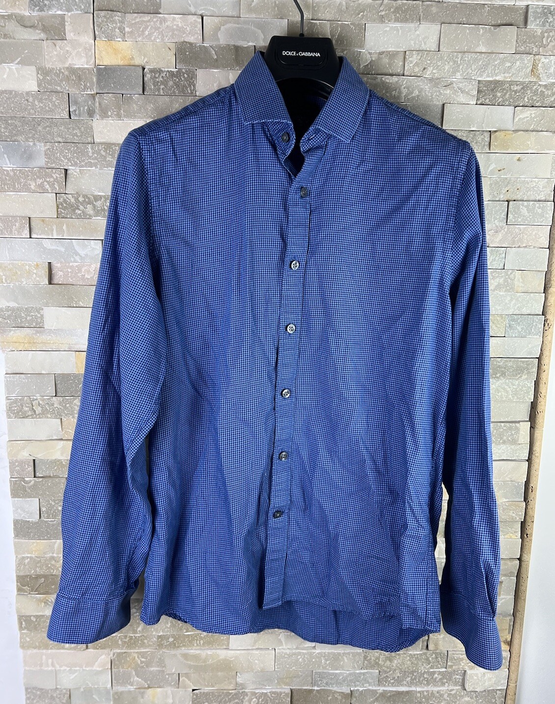 FILA Camicia Savile Row uomo taglia 15 5 slim fit blu a quadri manica lunga