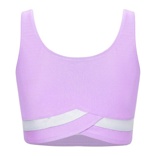 Girls Crop Top Competition Vest Running Shirt Figure Skating Bra Gymnastics - Picture 32 of 47