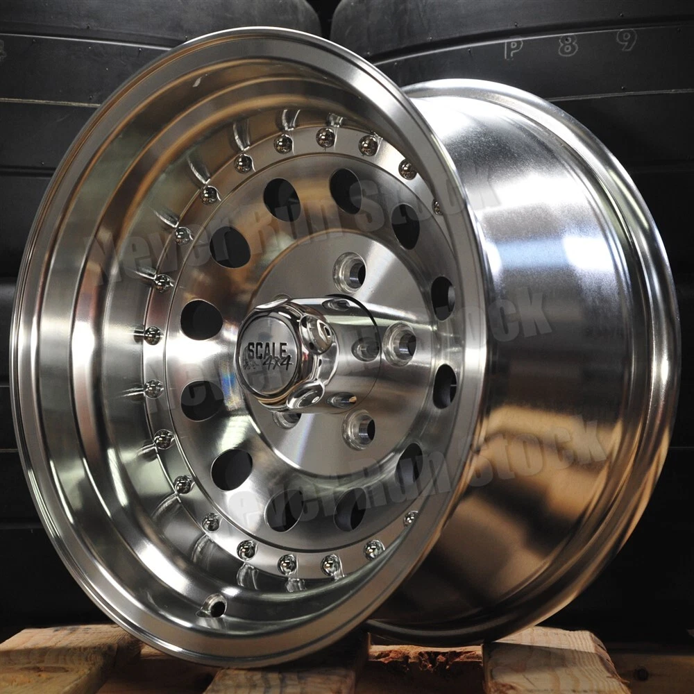 SCALE 4x4 15x8 5x5.5 5x139.7 19 OFFSET BANDIT II SILVER MACHINE TRUCK 4 WHEELS