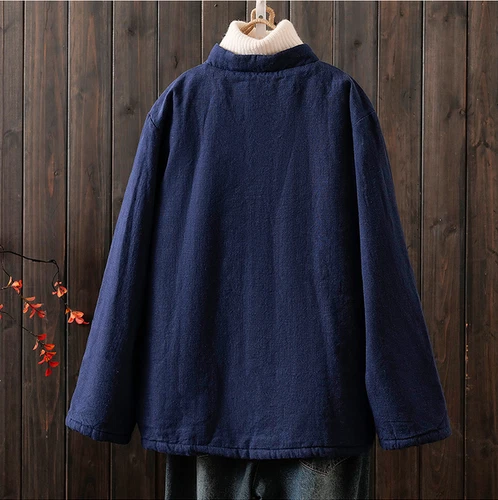 Women Cotton Padded Jacket Ramie Thick Coats Winter Parka Oversized Warm Tops - Bild 3 von 22