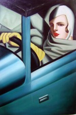 Oil Painting on Canvas Art-Tamara de Lempicka-Self-Portrait in the Green Bugatti