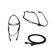 Set Headboard and Breastplate with Silver Decorations Complete with Reins