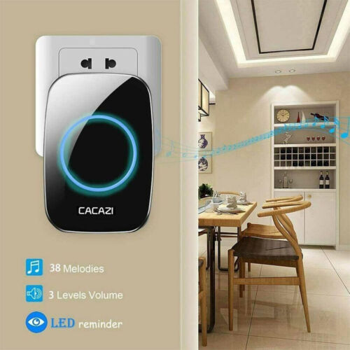 Wireless Doorbell Chime Waterproof Plugin Receiver Adjustable Volume 1000FT Kit - Picture 6 of 11