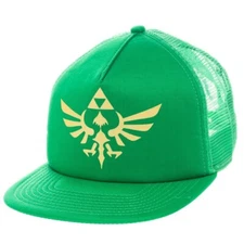 NEW GREEN NINTENDO ZELDA LINK TRI FORE TRUCKER SNAPBACK HAT CAP ADULT SZ FLAT