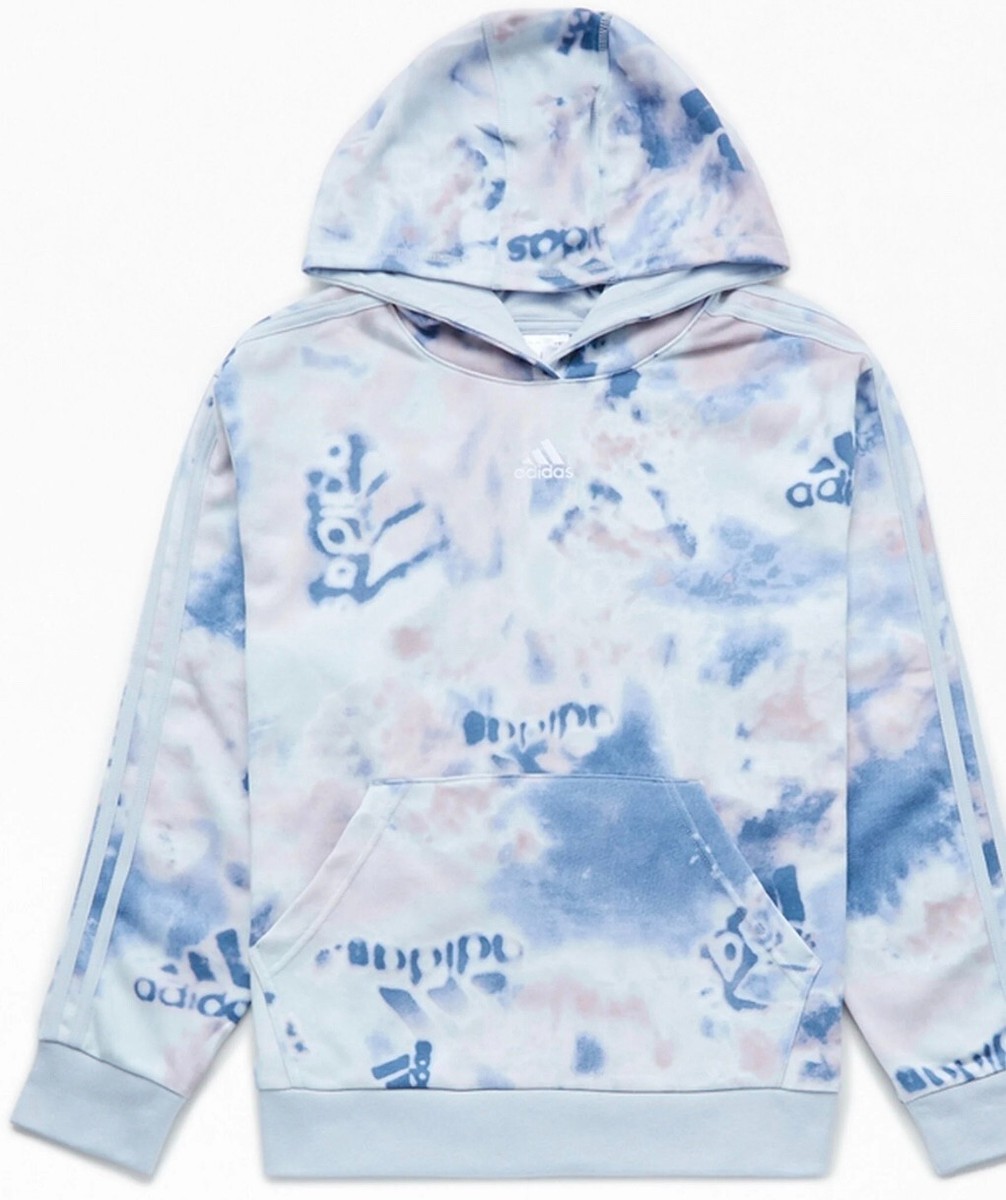 ADIDAS Tie Dye Hoodie Grey Blue NWT Girls L (12/14)