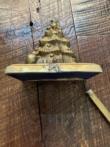 Vintage Brass Christmas Tree Stocking Hanger Holder Heavy Brass - Arm Broke Off - Picture 2 of 6