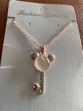 Image of Minnie Mickey Mouse Necklace Pendant Rose Gold Colour New