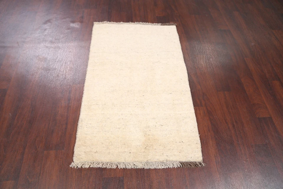 Ivory Solid Gabbeh Oriental Area Rug Wool Hand-Knotted Modern Carpet 3'x4' - Image 2 of 4