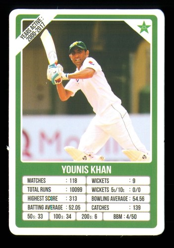 1 x card Test Cricket Legend # Younis Khan # R038
