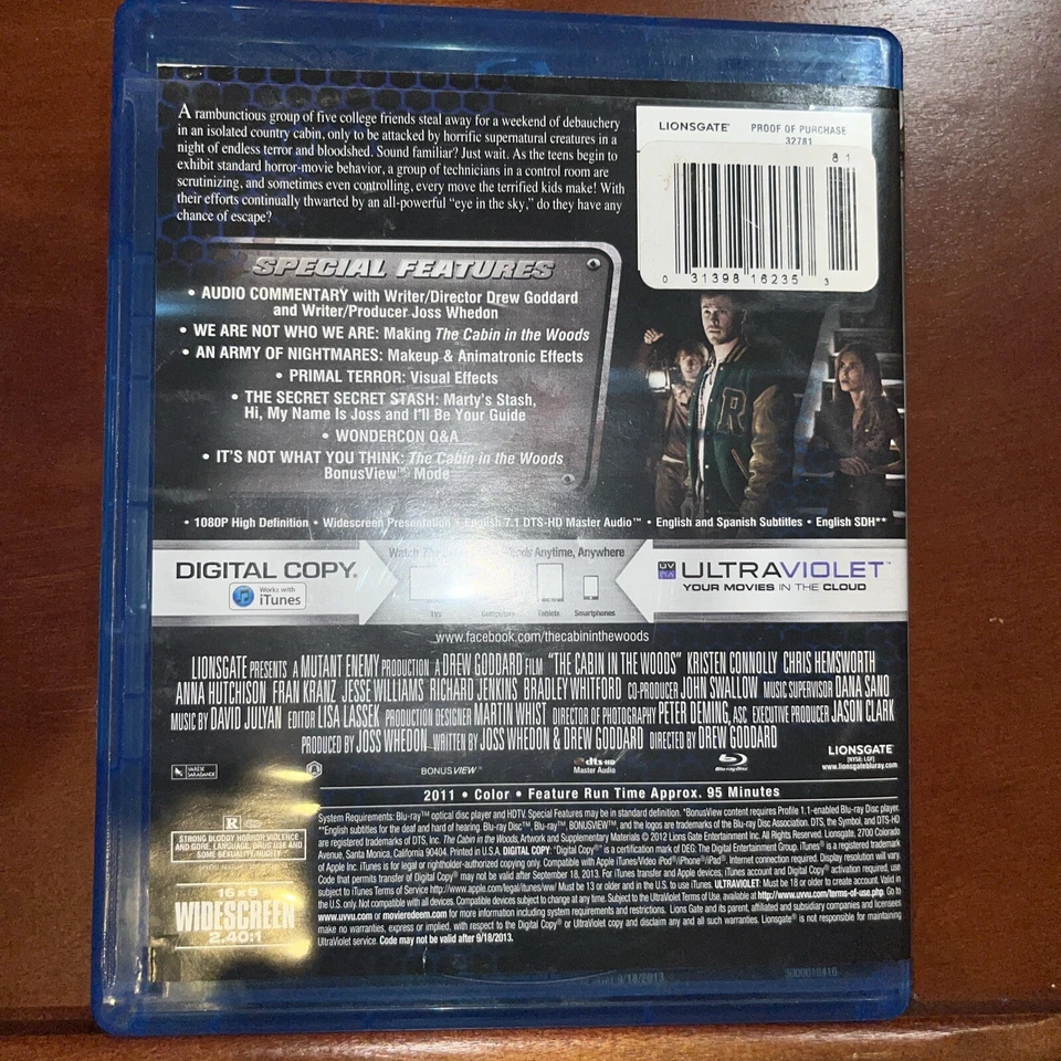The Cabin in the Woods - Blu-Ray & DVD - (2-Disc) - pre-owned, very good - Image 2 of 2