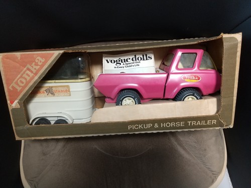 Rare Vintage 1970's Tonka Pickup & Horse Trailer 1265 Pink with Original Box - 第 1/17 張圖片