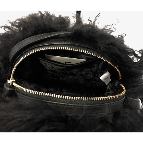 UGG MONGOLIAN POM POM CROSSBODY BAG PURSE -BLACK CURLY FUR -NWT - Picture 7 of 10