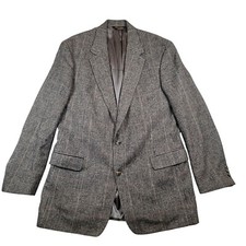 Brooks Brothers Camelhair Glen Plaid Sport Coat Men Sz 44 Gray 2 Button Jacket