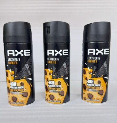 Axe Leather and Cookies Deodorant (3 Pack) 48hrs Body Spray 150ml -New