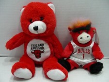 LOT OF 2 NBA CHICAGO BULLS MASCOTS 1 Teddy Bear and 1 Benny Bull Stuffed Animal