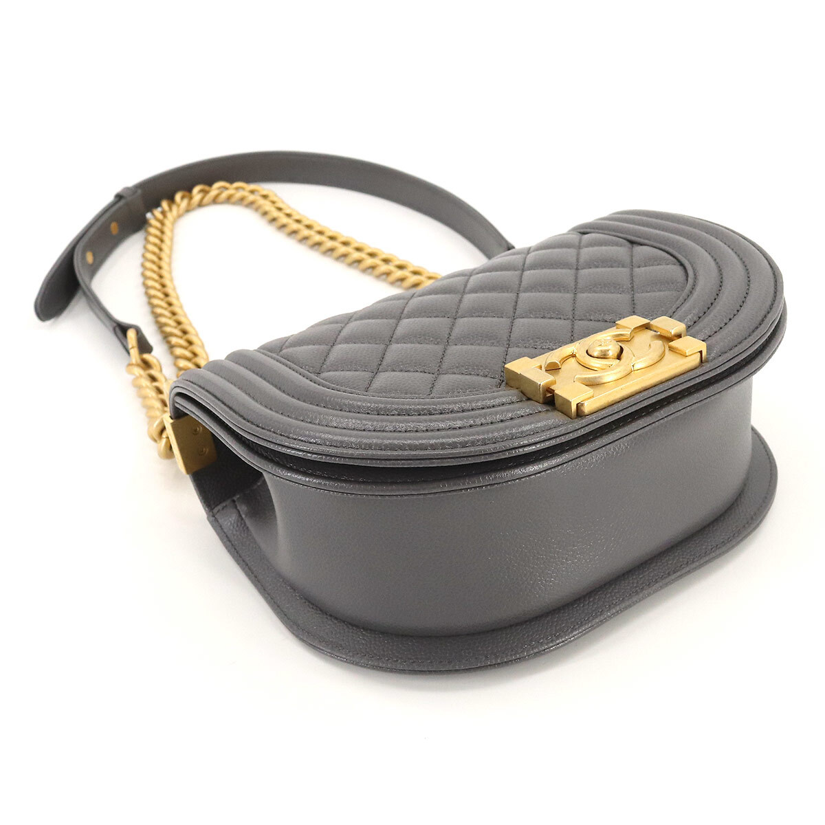 CHANEL Boy CHANEL Small Messenger Bag Chain Shoulder Gray AS3350