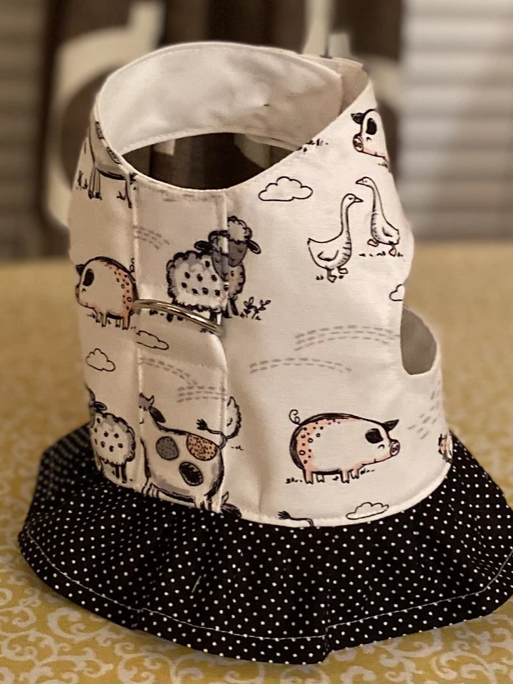 Handmade Ruffle Pet Harness Easy On Off Tiny Teacup Dog Puppy Clothes Farm Life - Image 2 of 4