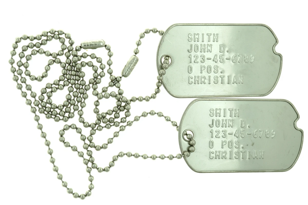 Custom Military Dog Tags, Embossed Text