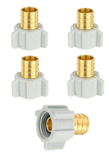 5 PCS EFIELD 3/4" PEX X 1/2" Female NPT Swivel Barb Crimp Brass Fittings,No Lead