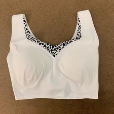 Rhonda Shear Women's Size Medium White Animal Print Trim Invisible Body Bra New