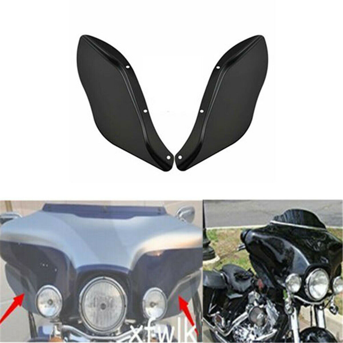 Wind Deflector Fairing Air Wing For Harley Touring Models Black 8'' Windshield