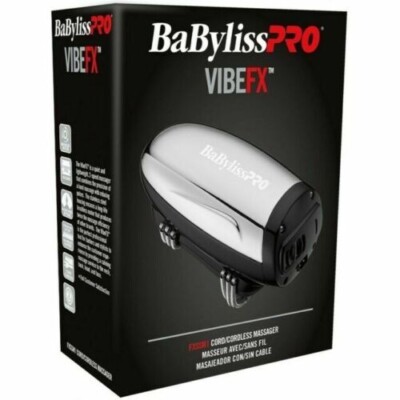 BaByliss PRO VIBEFX Cordless Silver Massager - 2 Speed - Dual Voltage - NEW