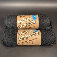  2 Yarn Skeins Black 1039 Sayelle 4 Ply Orlon LeeWards