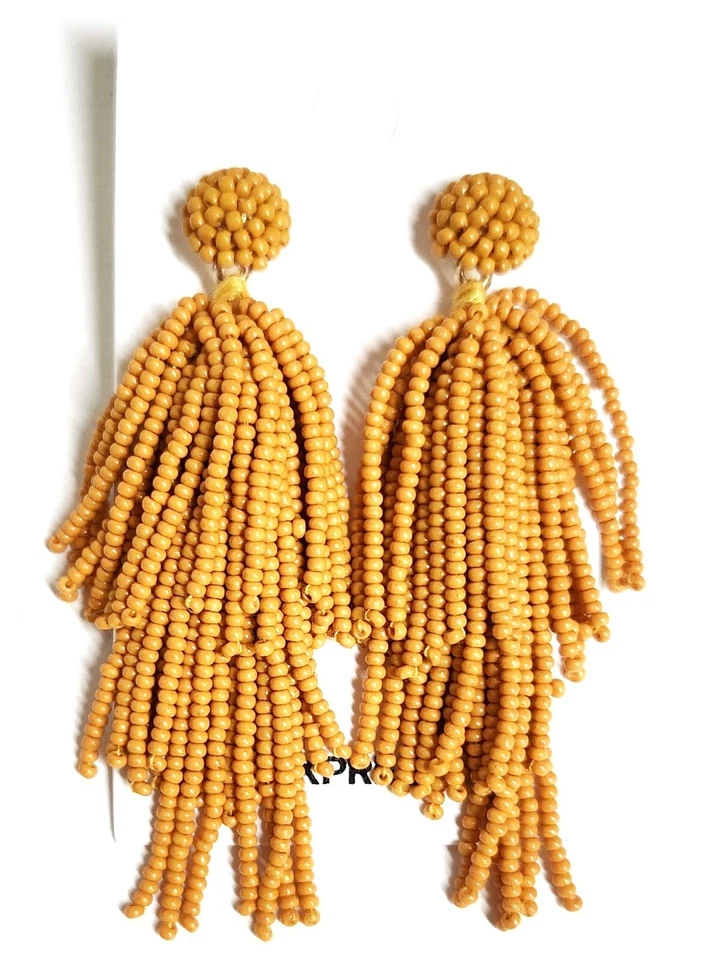 Pendientes colgantes Express con borla en capas con cuentas musgo antiguo 942 latón amarillo nuevos con etiquetas Foto 2 de 4