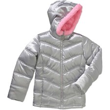 Faded Glory Girls' Silver/Pink Bubble Jacket Size 6-6X