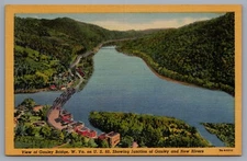 Vintage Gauley Bridge West Virginia U.S. 60 Linen Postcard   1412