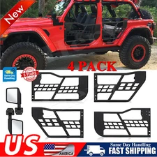 For 2018-25 Wrangler JL JLU/Gladiator JT 4 Door Tube Half Tubular Doors+2 Mirror