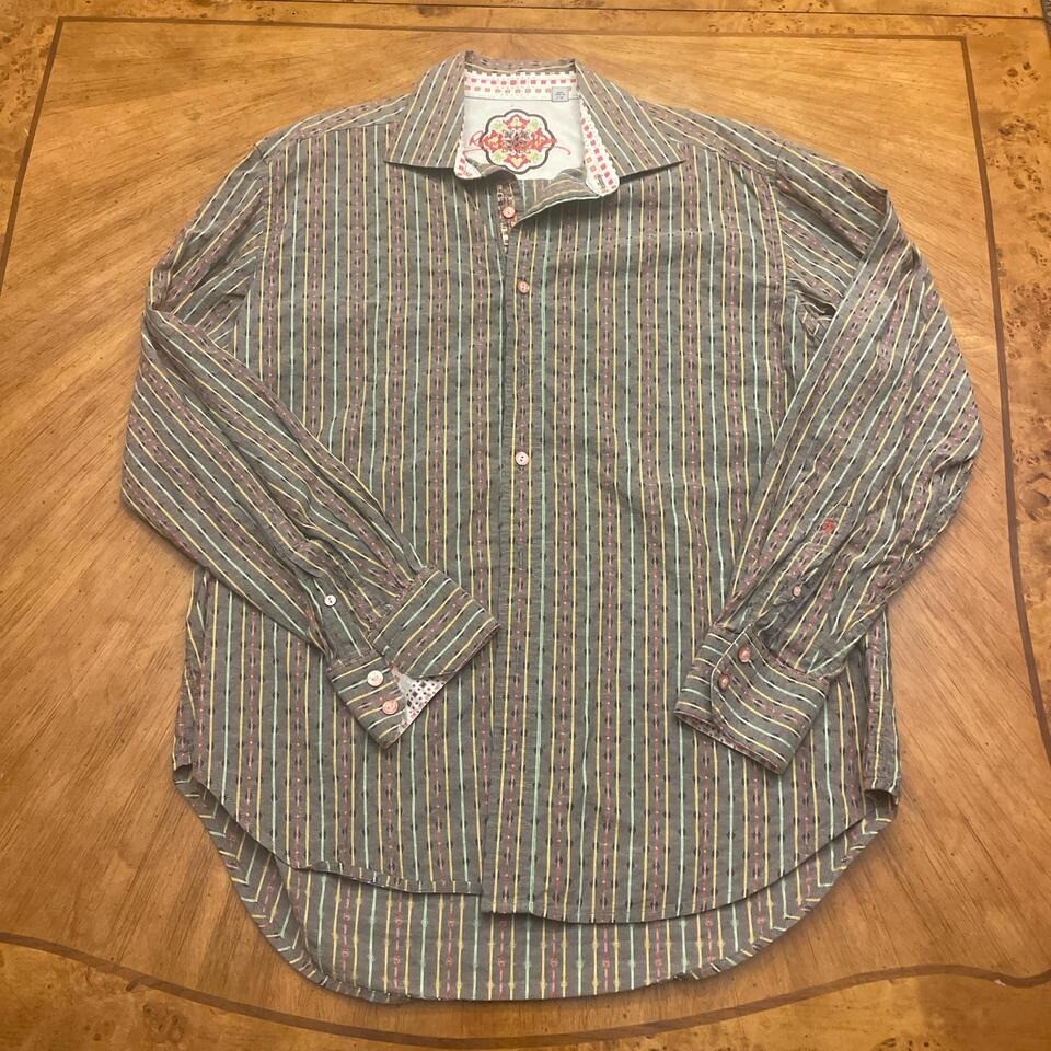 Robert Graham Long Sleeve Button Down Embroidered Shirt Men's Large