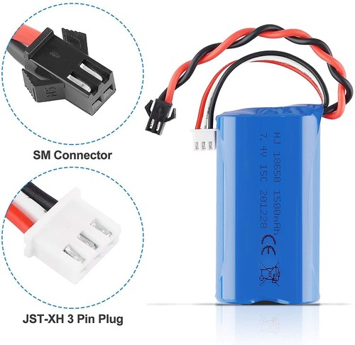 7.4V 1500mAh Li-ion JST Plug Connector Rechargeable Battery Pack for RC Car Truc - Picture 3 of 11