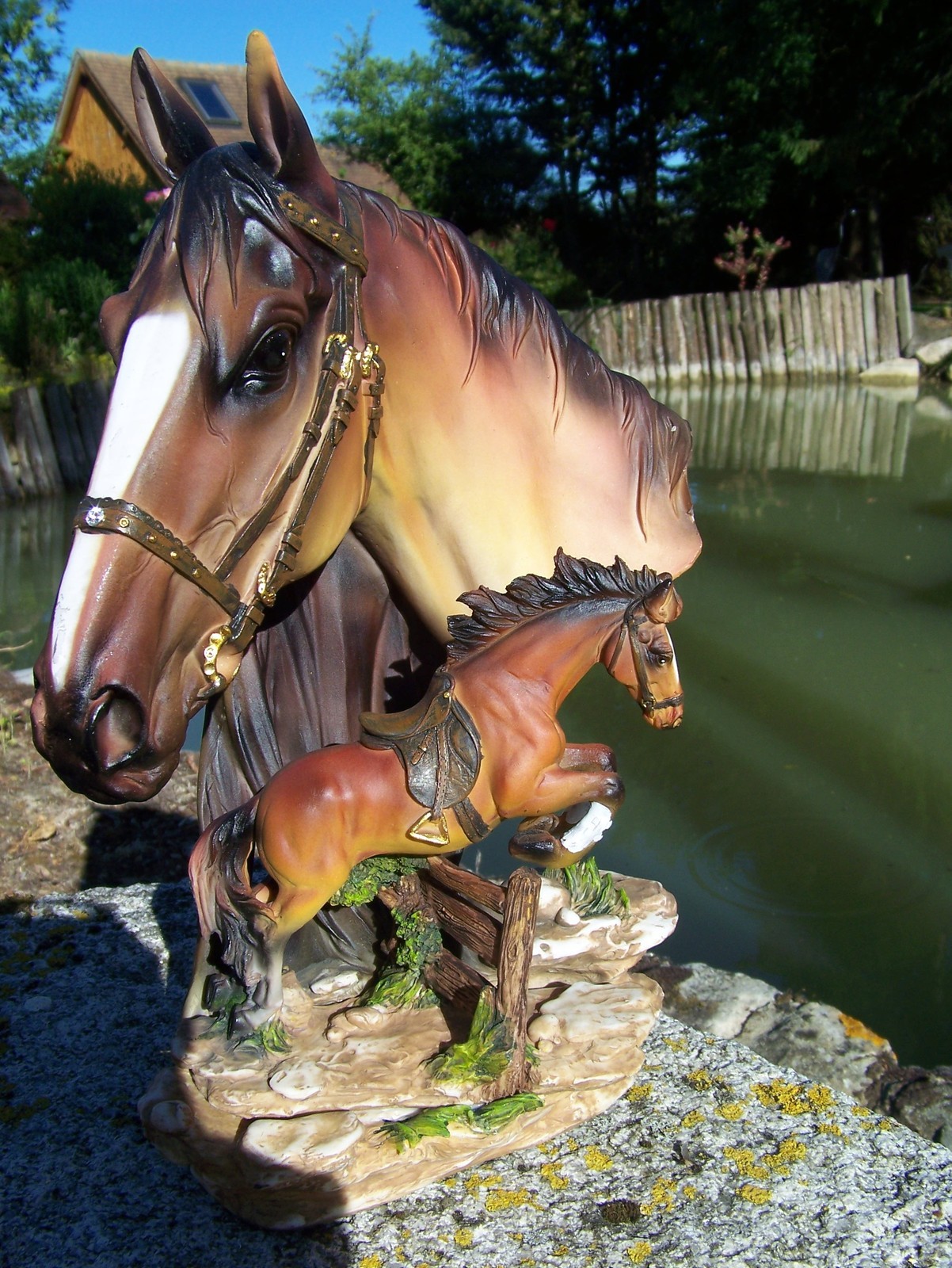 Grand buste de tête de cheval 34cm idée cadeau déco pour cavaliers