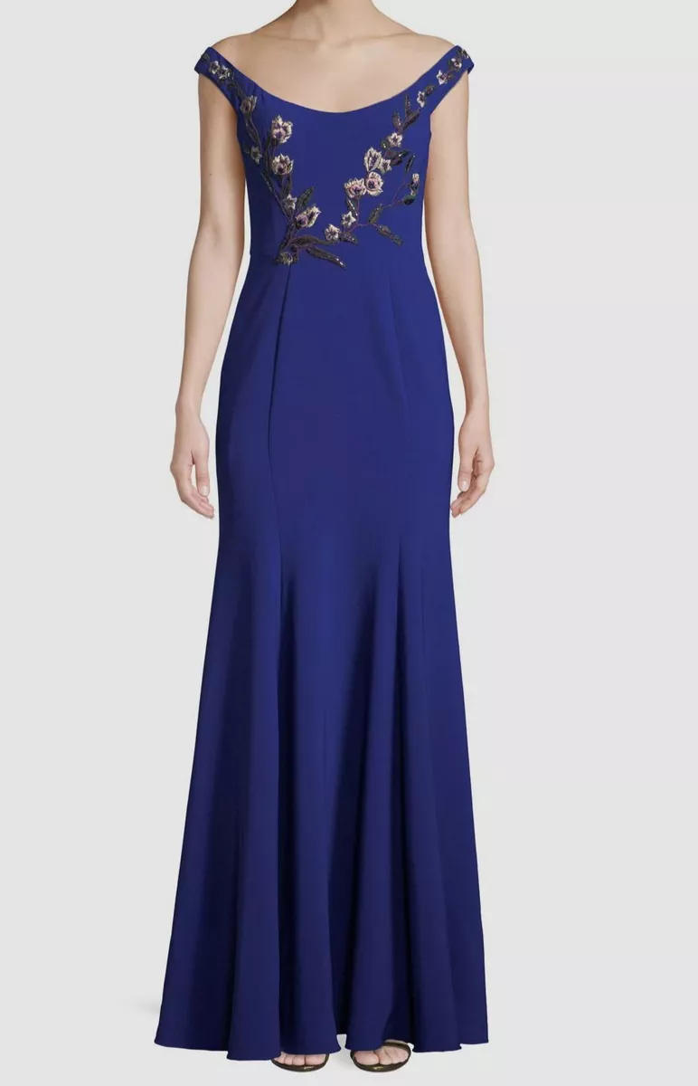 Marchesa notte top blue embroidered dress