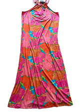 NEW NWT TRINA Turk long beach dress sleeveless L LARGE open shoulders floral