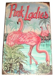 Plaque Flamingo "Pink Ladies"  Wall Art Tropical Seaside BEACHCOMBERS 2008
