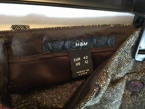 H & M Tweed Womens Sz 12 Brown Pants Career Business - Picture 3 of 5